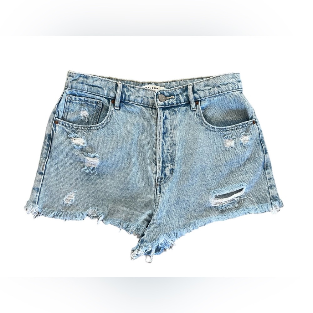 Pacsun Shorts Denim Jean High Rise Button Fly Distressed Frayed